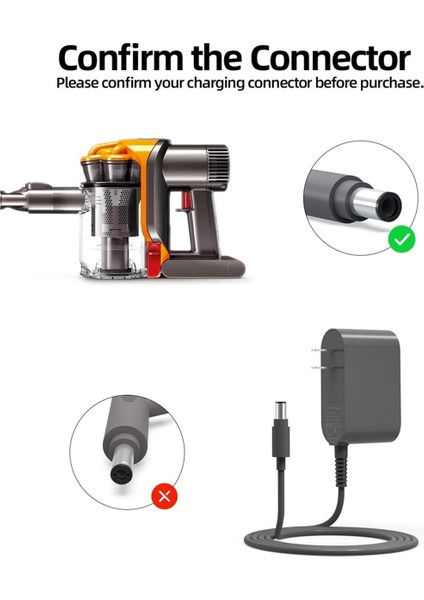 24V17V Şarj Cihazı DC44 DC35 DC34 DC31 DC30 DC56 DC45 Elektrikli Süpürge Güç Şarj Adaptörü Kablosu Abd Fişi Için Uygundur (Yurt Dışından) modelleri