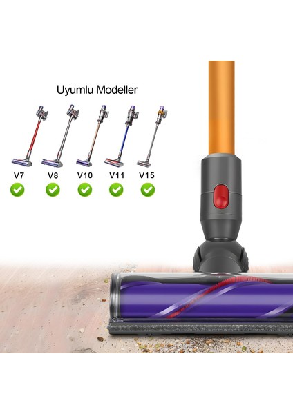 Dyson V7 V8 V10 V11 V15 ile Uyumlu Zemin Fırça Başlığı