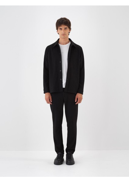 Erkek Siyah Esnek Dokulu Regular Fit Ceket fiyatları