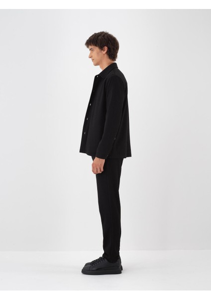 Erkek Siyah Esnek Dokulu Regular Fit Ceket modelleri