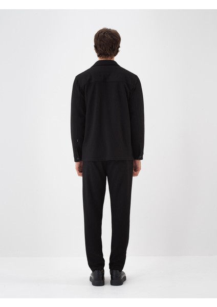 Erkek Siyah Esnek Dokulu Regular Fit Ceket fırsatları