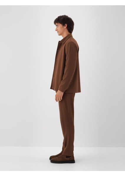 Erkek Camel Esnek Dokulu Regular Fit Ceket modelleri