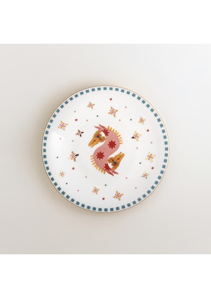 Gediz Porselen Pasta Tabağı 21 cm Renkli