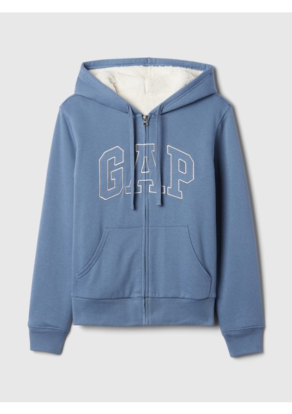 Kadın Mavi Gap Logo Relaxed Sherpa Fermuarlı Sweatshirt fiyatları