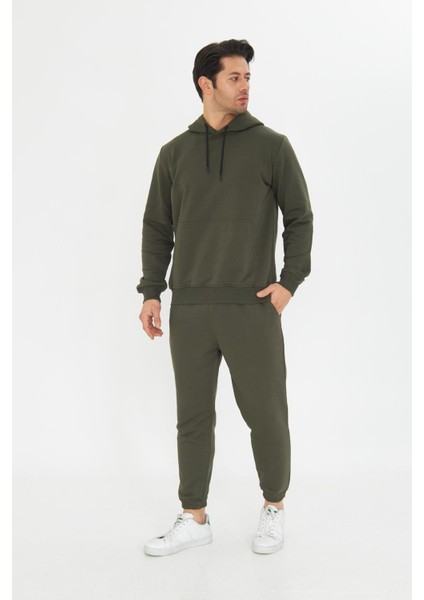 Şardonsuz 3 Iplik Pamuklu Basic Kapüşonlu Eşofman Takımı 5737