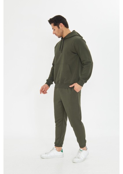 Şardonsuz 3 Iplik Pamuklu Basic Kapüşonlu Eşofman Takımı 5737 modelleri