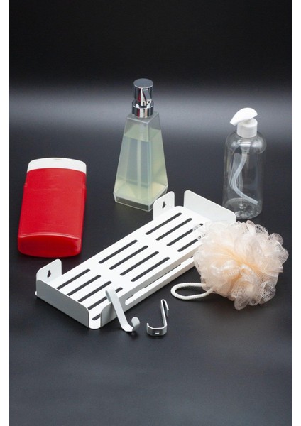 Metal Banyo Düzenleyici Organizer Şampuan Rafı Beyaz