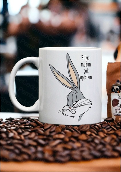 Biliyo Musun Çok Aptalsın Sözlü Bugs Bunny Kupa Kahve Mug Bardak Porselen