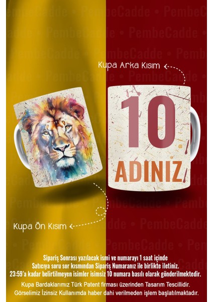 Porselen Modern Aslan Figürlü Kupa Bardak Mug