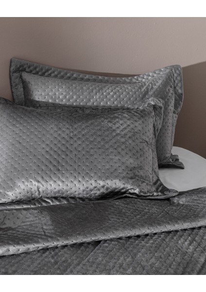 Boulogne Çift Kişilik Kadife Yatak Örtüsü - Antrasit fiyatları