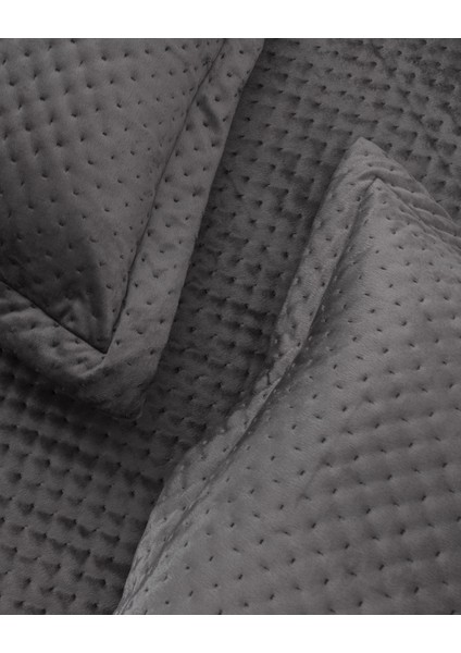 Boulogne Çift Kişilik Kadife Yatak Örtüsü - Antrasit fırsatları