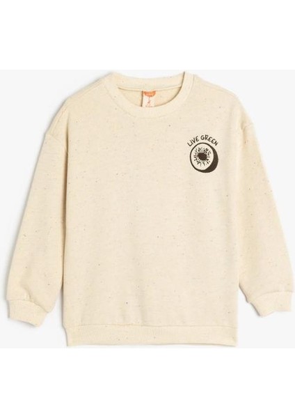 Erkek Bebek Nakış Detaylı Uzun Kollu Bisiklet Yaka Pamuklu Sweatshirt
