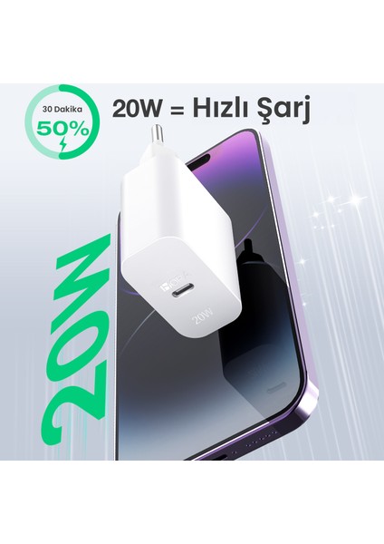 GAR152 PD20W Şarj Aleti - Type-C Adaptör - Hızlı Şarj Cihazı - Kompakt Tasarım - Telefon ve Tablet Uyumlu - Beyaz fiyatları