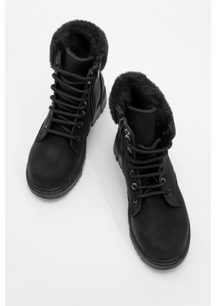 Kadın Kürklü Bağcıklı Bot SİYAH ZÜMRÜT indirimleri