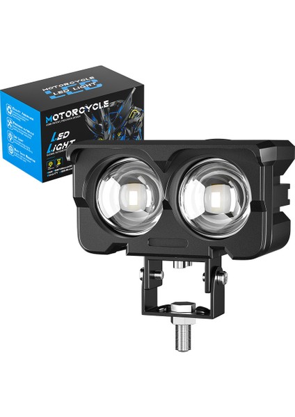 Motosiklet LED Sis Farı 2 Adet Set Metal Kasa Baykuş Model Delici Beyaz Sarı Çift Renk