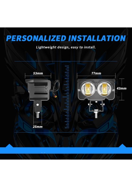 Motosiklet LED Sis Farı 2 Adet Set Metal Kasa Baykuş Model Delici Beyaz Sarı Çift Renk fırsatları