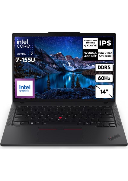 Thinkpad T14 G5 Ultra 7-155U 48 -Gbddr5 1 Tbssd 14" Wuxga Windows 11 Home 21ML0033TX BT41