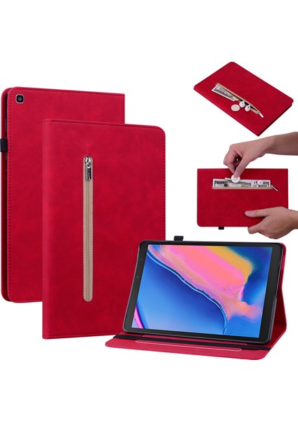 Samsung Için Deri Tablet Kılıf A 8.0 2019 8.0 T290 Kırmızı (Yurt Dışından)