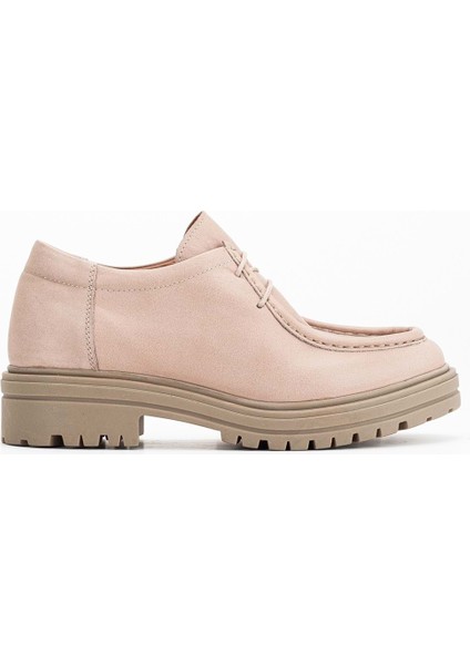 Kadın Deri Kalın Taban Bağcıklı Oxford Ayakkabı - Taş modelleri