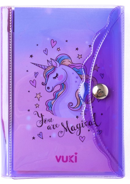 Unicorn Renkli Kapaklı Mini 3 Bölmeli Kalemli Defter