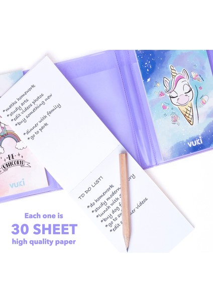 Unicorn Renkli Kapaklı Mini 3 Bölmeli Kalemli Defter