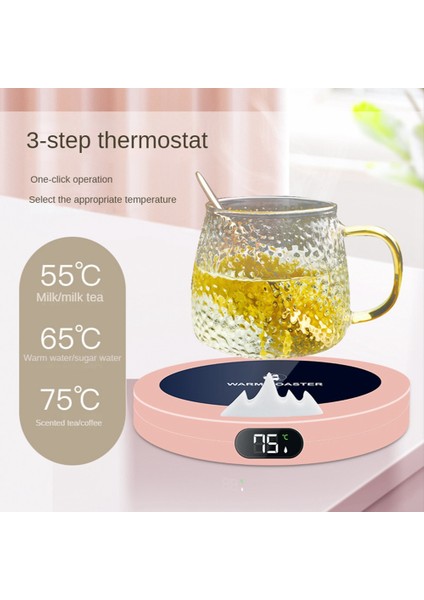 Taşınabilir USB Isıtma Fincan Sıcak 3 Dişli Kahve Kupa Isıtma Coaster Akıllı Termostatik Sıcak Ped Süt Çay Isıtma Pedi-Pembe (Yurt Dışından)