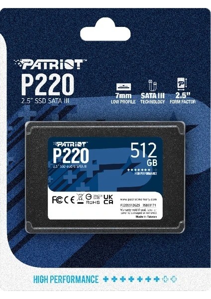 Patrıot P220 2.5 512GB Sata3 550/500 SSD (P220S512G25) modelleri