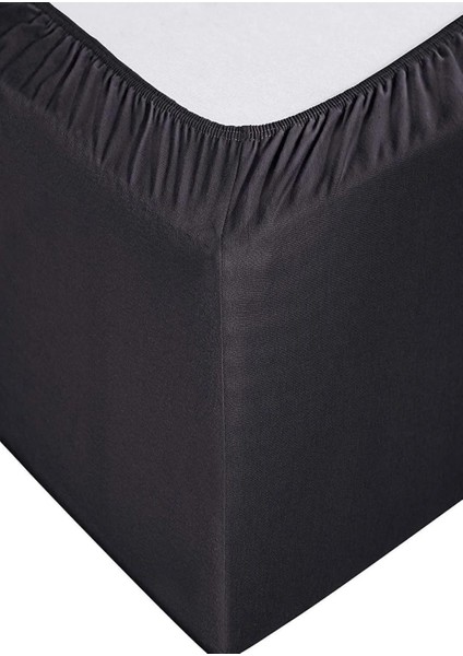 Cotton (Pamuk) 160 x 200+30 cm Siyah Fitted (Lastikli) Çift Kişilik Çarşaf Bed Sheet
