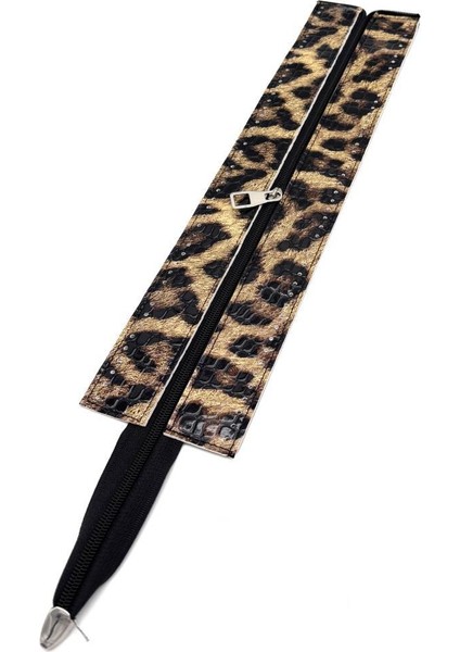 40 cm Derili Fermuar Rugan Croco Leopar Renk Gümüş Renk Metalli