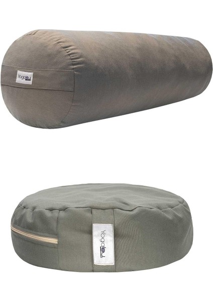 Karabuğday Kabuğu Dolgulu Minder ve Bolster-Gri