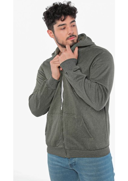 Erkek Kapüşonlu Fermuarlı Sweatshirt