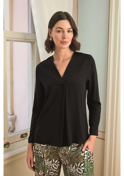 Kadın Çiçek Yaprak ve Etnik Desenli Uzun Kollu Pijama Takımı 24149