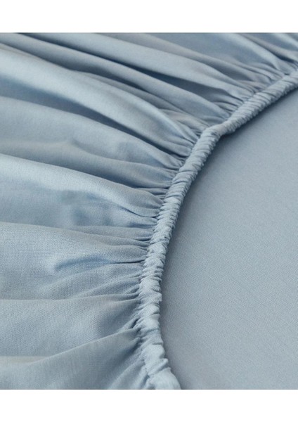 Cotton (Pamuk) 120 x 200+30 cm Mavi Fitted (Lastikli) Tek Kişilik Çarşaf Bed Sheett