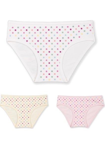 Kız Çocuk Pamuklu Renkli Baskılı Bikini Külot 3'lü Paket 5402 Renkli