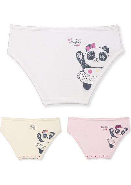 Kız Çocuk Pamuklu Renkli Baskılı Bikini Külot 3'lü Paket 5402 Renkli