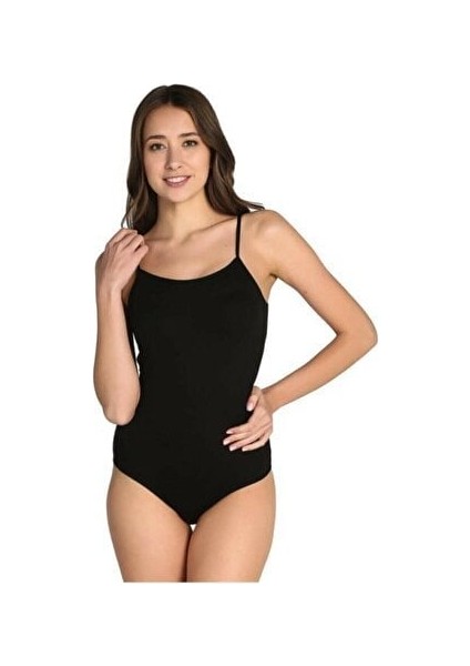 Bayan Ip Askılı Çıtçıtlı Body Siyah - Battal