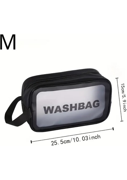 Seyahat Makyaj Çantası Washbag Taşınabilir Pvc Su Geçirmez 3'lü Çanta Seti Siyah