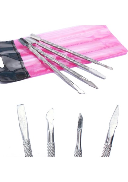4 Adet/takım Çelik Çift Kafa Tırnak Tırnak Eti Itici Paslanmaz Tırnak Itme Sanat Ölü Cilt Sökücü Manikür Pedikür Tırnak Sanat Araçları fırsatları