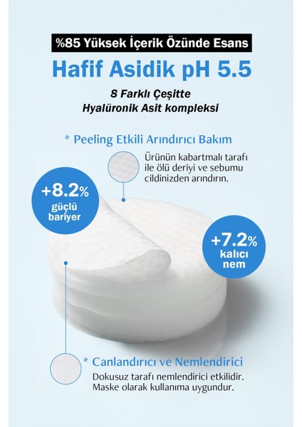 Hyalüronik Asit ve Cadı Fındığı Içeren Nemlendirici Tonikli Ped Luvum Toner Pad 60 Adet