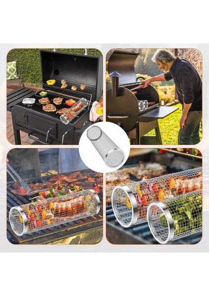 2 Adet Barbekü Izgara Sepeti Haddeleme Izgara Sepeti Paslanmaz Çelik Izgara Ağı Barbekü Izgara Taşınabilir Izgara Sepetleri-A (Yurt Dışından)