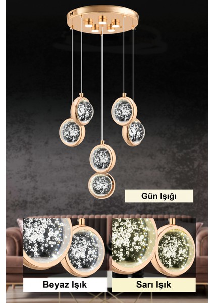 Istanbul Avize Dünya 6'lı Gold Ledli Modern Lü x Avize