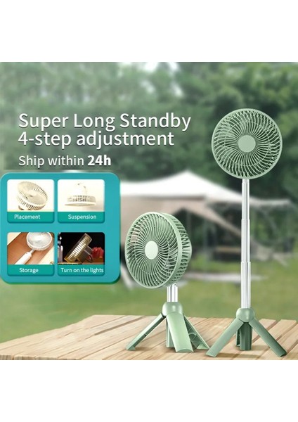 Taşınabilir Kamp Fanı Şarj Edilebilir Elektrikli Fan Otomatik Kafa Sallayarak Tavan LED Işık Tripod Standı Masaüstü Fan A (Yurt Dışından) fiyatları