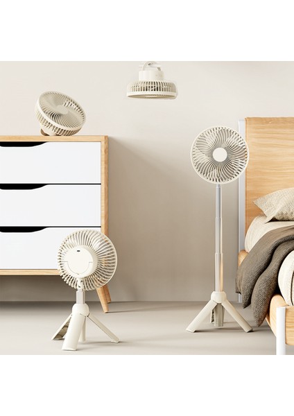 Taşınabilir Kamp Fanı Şarj Edilebilir Elektrikli Fan Otomatik Kafa Sallayarak Tavan LED Işık Tripod Standı Masaüstü Fan A (Yurt Dışından) fırsatları