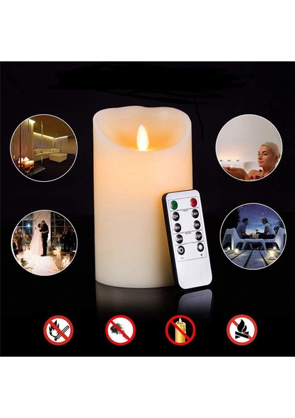 LED Mumlar, Titreşen Alevsiz Mumlar, Şarj Edilebilir Mum, Uzaktan Kumandalı Gerçek Balmumu Mumları, 12,5cm A (Yurt Dışından)