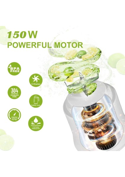 600 ml Taşınabilir Blender Elektrikli Sıkacakları Meyve Karıştırıcılar 4000 Mah USB Şarj Edilebilir Smoothie Mini Blender Kişisel Meyve Sıkacağı-B (Yurt Dışından)