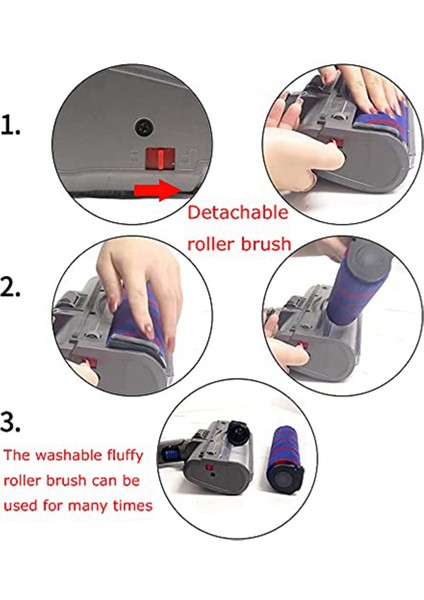 V7 V8 V10 V11 V15 Parke Zemin Kabarık Rulo Fırça Eki Için Yumuşak Rulo Temizleme Kafası (Yurt Dışından) indirimleri
