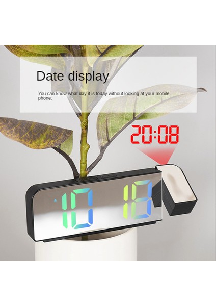 180° Dönüşlü Projeksiyon Çalar Saat 1224H LED Dijital Saat USB Şarjlı Tavan Projektörü Çalar Saat (Çok Renkli F) (Yurt Dışından) modelleri