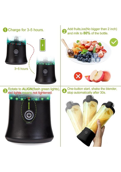 6 Bıçaklı Shake ve Smoothie'ler Için Taşınabilir Blender Blender Mini Blender 20 Oz Mutfak Ev Seyahati Için(C) (Yurt Dışından) indirimleri