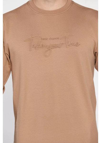 Erkek Bisiklet Yaka Yazı Kabartmalı Sweatshirt fiyatları