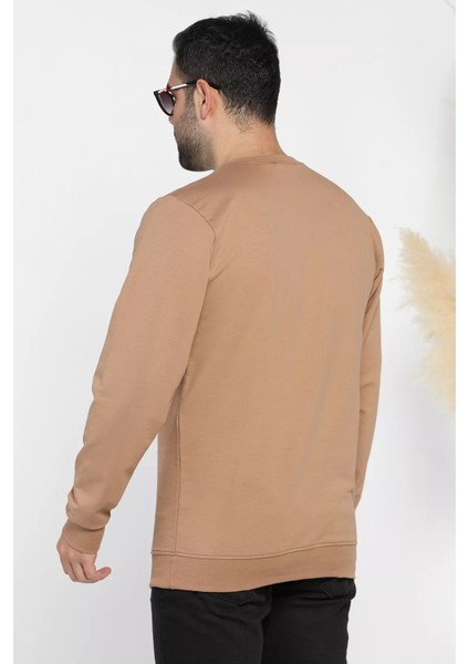Erkek Bisiklet Yaka Yazı Kabartmalı Sweatshirt modelleri